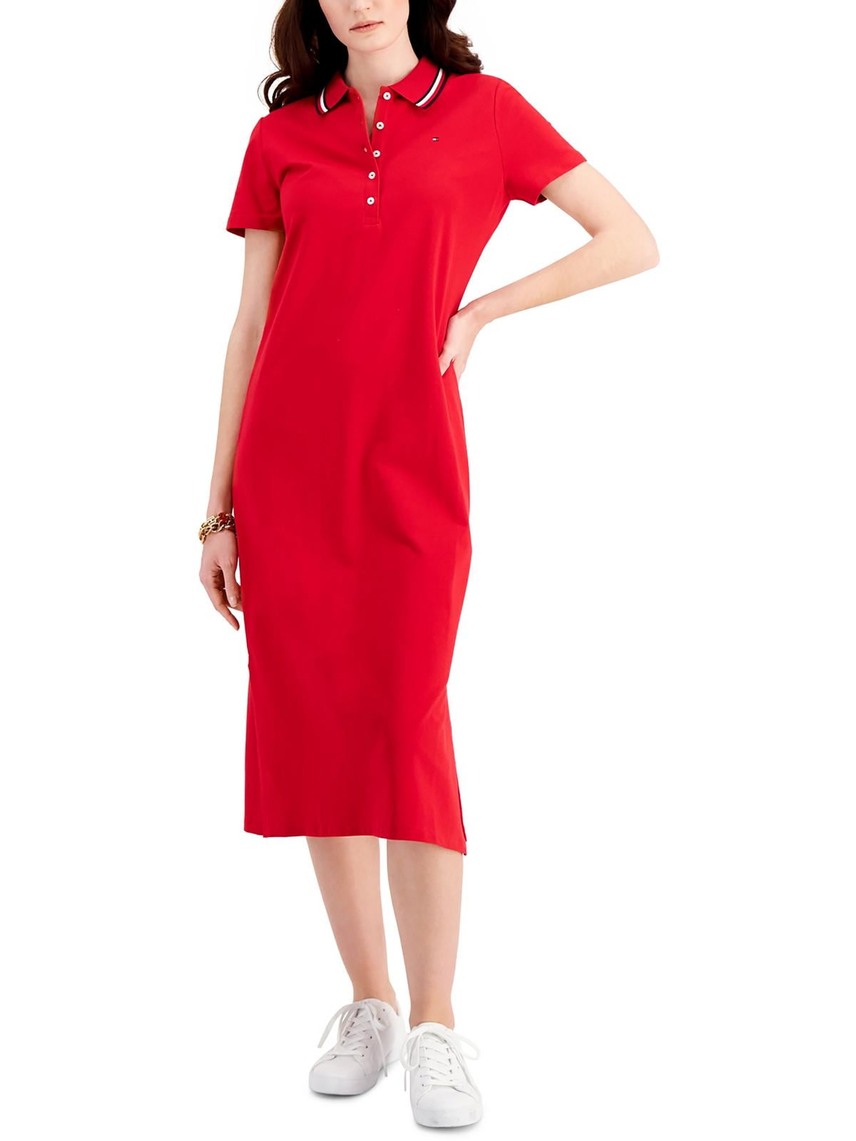 Tommy Hilfiger Womens Polo Midi Shirtdress