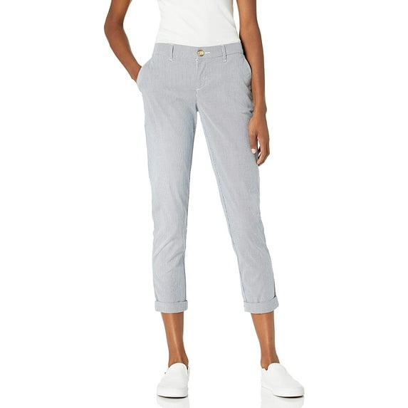 Tommy Hilfiger Womens Relaxed Fit Hampton Chino Pant Standard and Plus Size Relaxed Blue/White 10