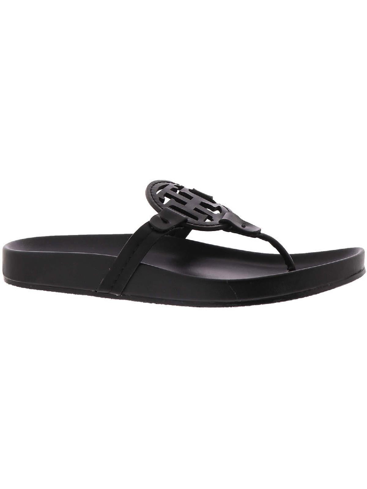 Tommy Hilfiger Womens Relina Faux Leather Metallic Thong Sandals