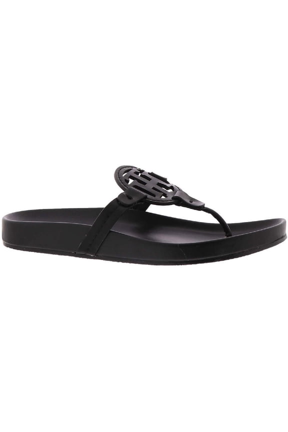 Womens Relina Faux Leather Metallic Thong Sandals
