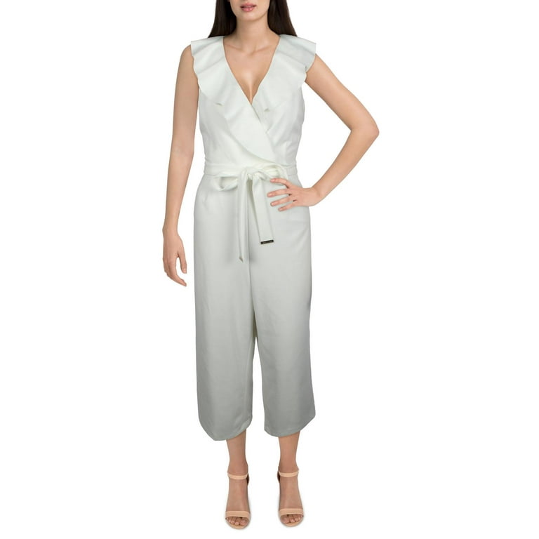 Tommy Hilfiger Womens Ruffled Sleeveless Jumpsuit