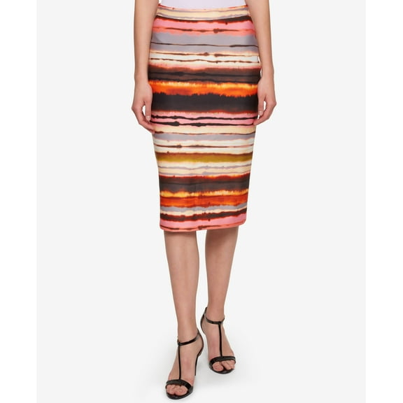 Tommy Hilfiger Womens Scuba Sunset Striped Pencil Skirt Black 12