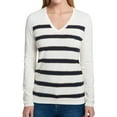 thumbnail image 1 of Tommy Hilfiger Womens Sequin-Stripe Pullover Sweater, White, XX-Large, 1 of 1