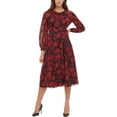 thumbnail image 1 of Tommy Hilfiger Womens Sheer Floral Midi Dress Black 6, 1 of 2