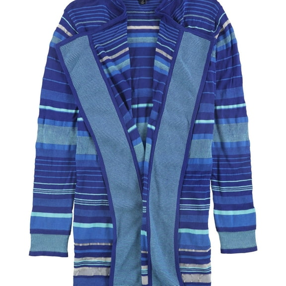 Tommy Hilfiger Womens Striped Open Front Cardigan Sweater, Blue, Medium