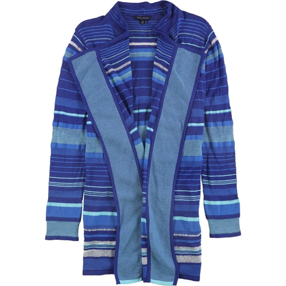 Tommy Hilfiger Womens Striped Open Front Cardigan Sweater, Blue, Small
