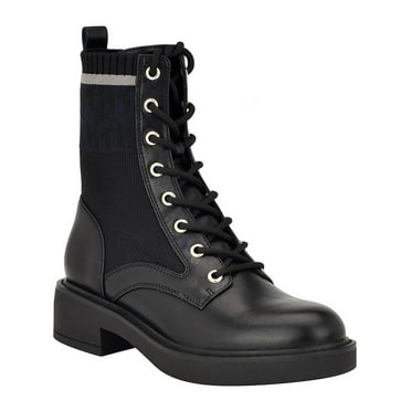 Tommy Hilfiger Womens Tesse Faux Leather Round Toe Combat & Lace-Up Boots