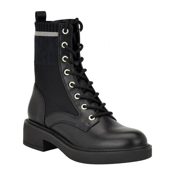 Tommy Hilfiger Womens Tesse Faux Leather Round Toe Combat & Lace-Up Boots