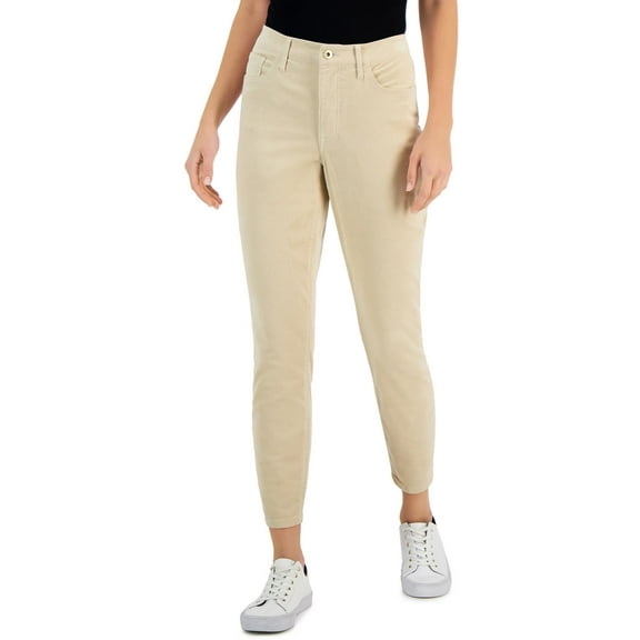Tommy Hilfiger Womens Corduroy Skinny Ankle Pants Oyster 16