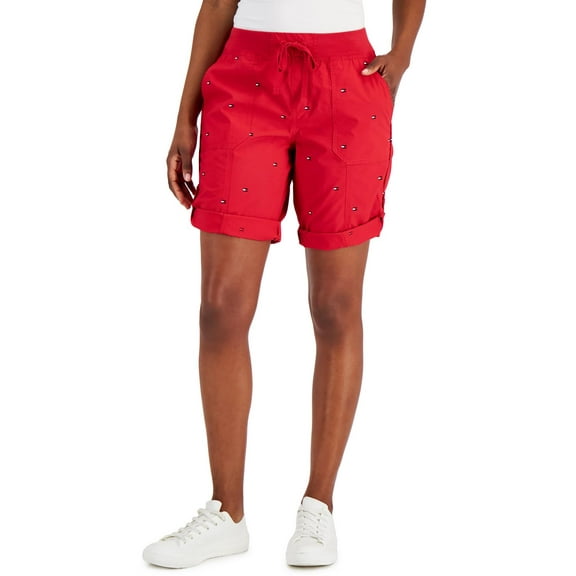 Tommy Hilfiger Womens Utility Roll Cuff Cargo Shorts