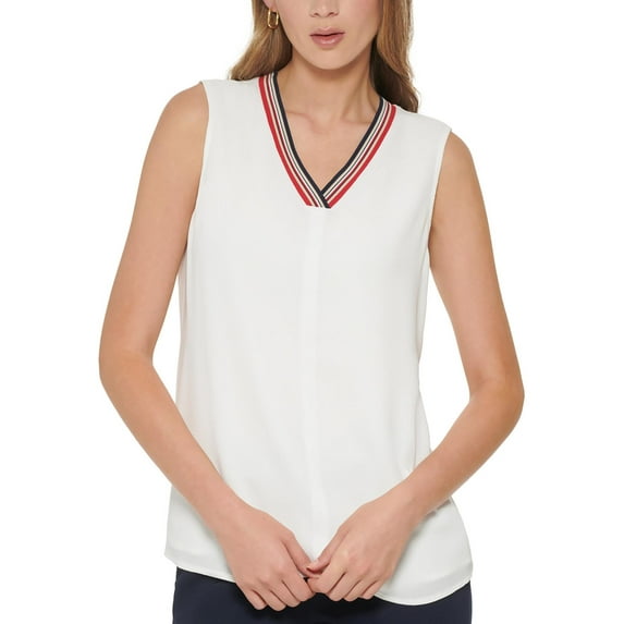 Tommy Hilfiger Womens V Neck Sleeveless Shell
