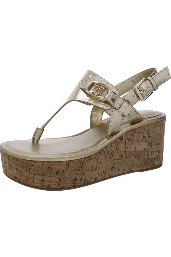 Womens Vani Faux Leather Platform Wedge Sandals