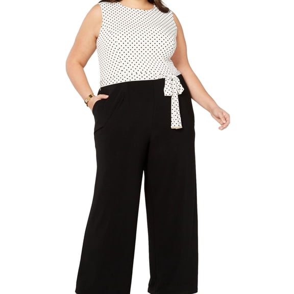 Tommy Hilfiger Womens Wide Leg Jumpsuit, White, Plus Size, 14W