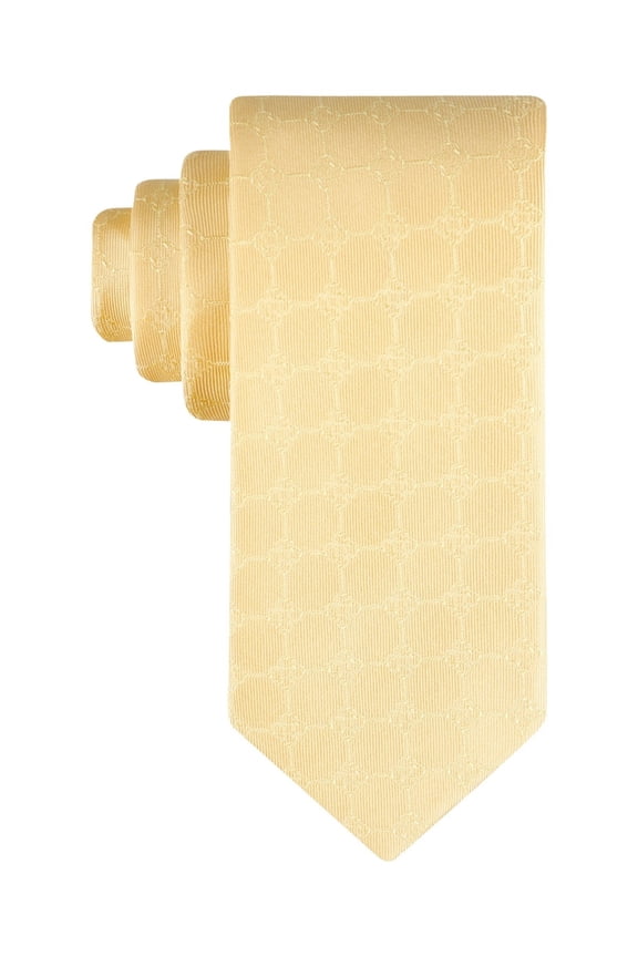 Mens Regular fit Tie Necktie One Size Yellow Derby Grid