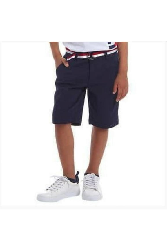 Youth Boys School Uniform Navy Cotton Chino Shorts with Belt Sz L (Sz 14)
