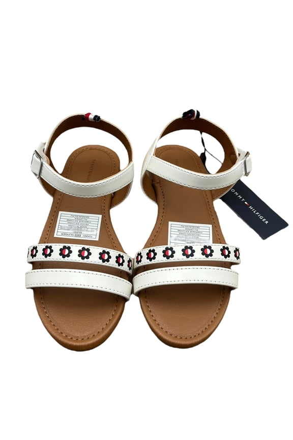 Youth Girls Slip-on Casual Sandals Size 1Y White Floral Strap