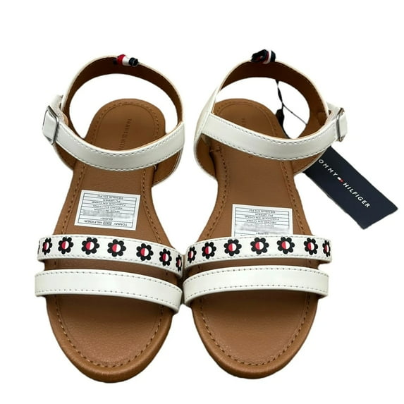 Tommy Hilfiger Youth Girls Slip-on Casual Sandals Size 1Y White Floral Strap