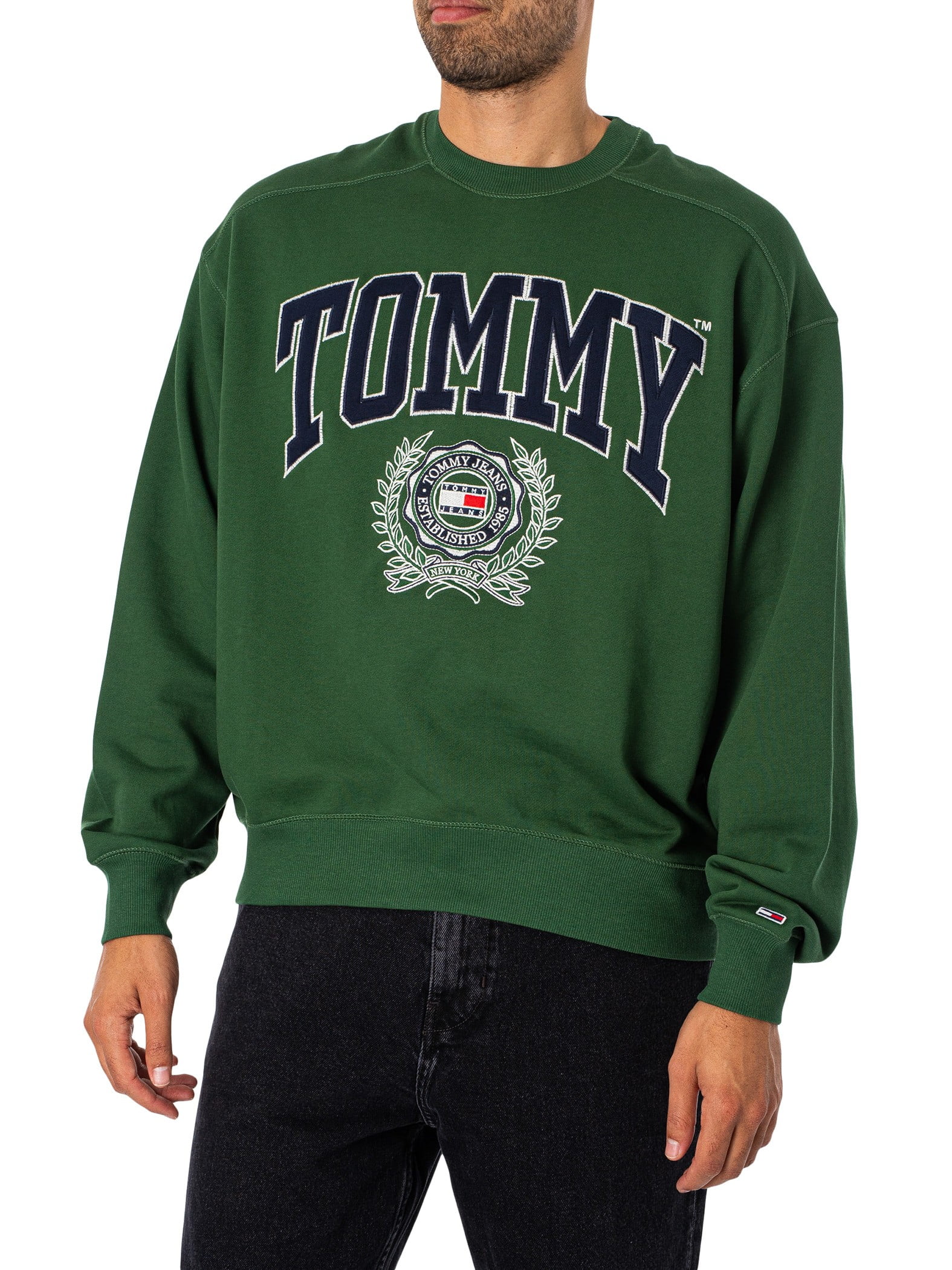 Tommy Jeans Boxy College Graphic Sweatshirt, Green