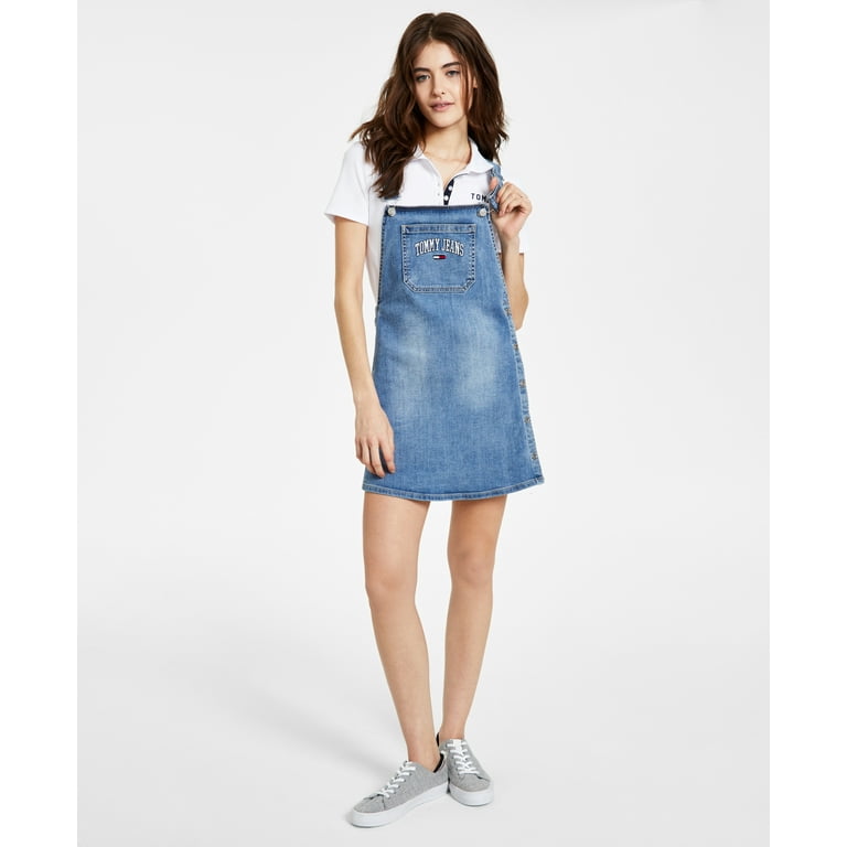 Tommy Jeans Embroidered Varsity Logo Denim Overall Dress Boundary 29