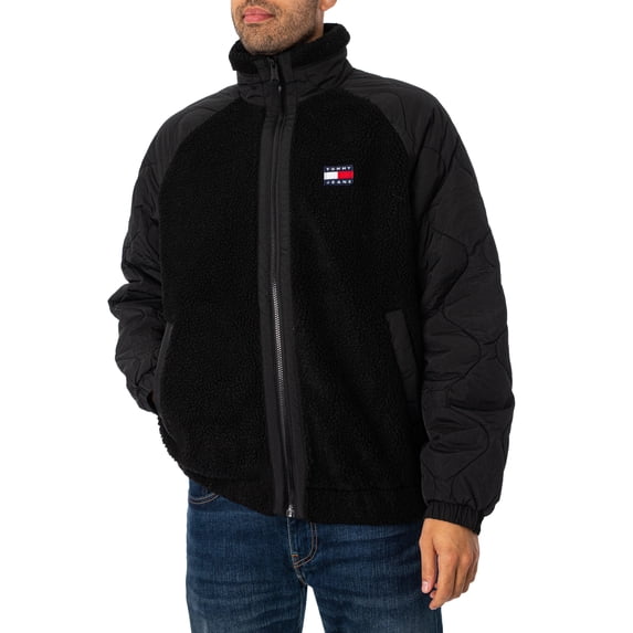 Tommy Jeans Mix Media Sherpa Jacket, Black
