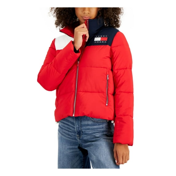 Tommy Jeans Womens Colorblock Cold Weather Puffer Jacket