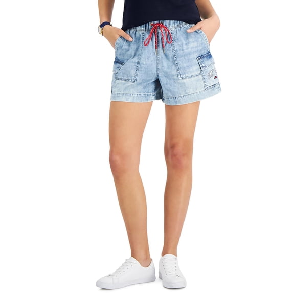 Tommy Jeans Womens Cotton Logo Denim Shorts