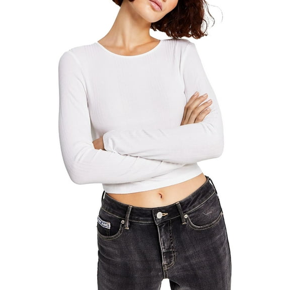 Tommy Jeans Womens Cut-Out Cropped Pullover Top