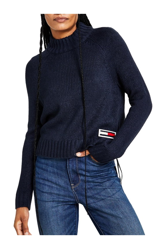 Womens Knit Ribbed Mock Turtleneck Sweater