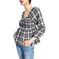 thumbnail image 1 of Tommy Jeans Womens Plaid Smocked Peplum Top, 1 of 1