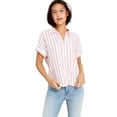 thumbnail image 1 of Tommy Jeans Womens Striped Button Front Top Stapler Stripe- Red Multi XS, 1 of 1