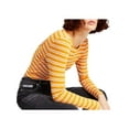 thumbnail image 1 of Tommy Jeans Womens Back-Cutout Striped Ribbed Top Sunflower Comb XL, 1 of 4