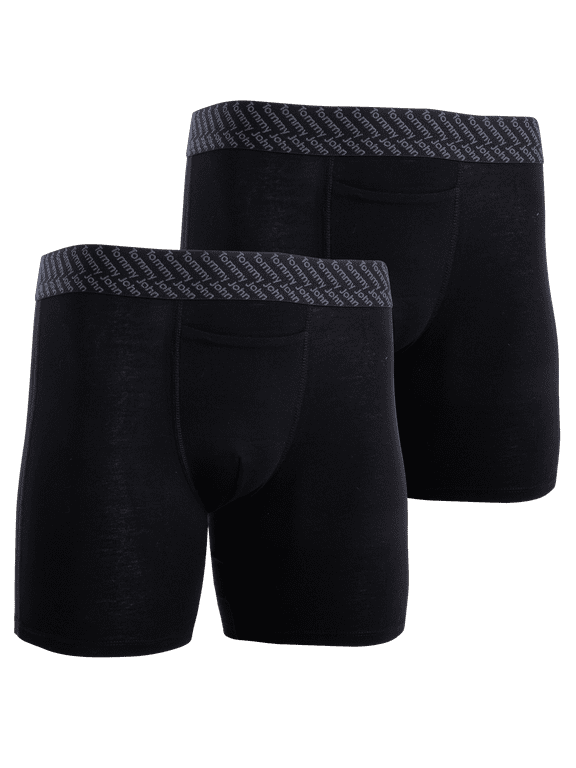 6" Inseam Cool Cotton Boxer Brief (2-Pack, Black, Small)