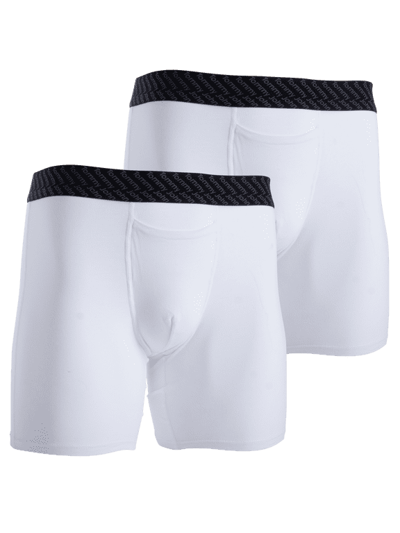6" Inseam Cotton Basics Boxer Brief (2-Pack, White, Small)