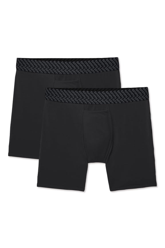 Mens 6 Cotton Boxers w/Pouch 2 Pk Sidecar Stripe/Simply Green Medium