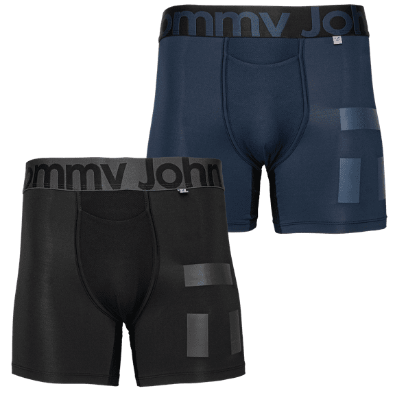Tommy John Trunk 360 Sport with 4" Inseam, 4-Way Stretch, Mesh Cooling Zones, and Moisture-Wicking Fabric (2-Pack, Dress Blues / Black, Small)