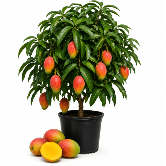 Tommy Mango Tree Live Plant 8-10 Inch Tall, Tropical Mango Fruit Tree Seedling for Outdoor Garden, Patio and Container Growing