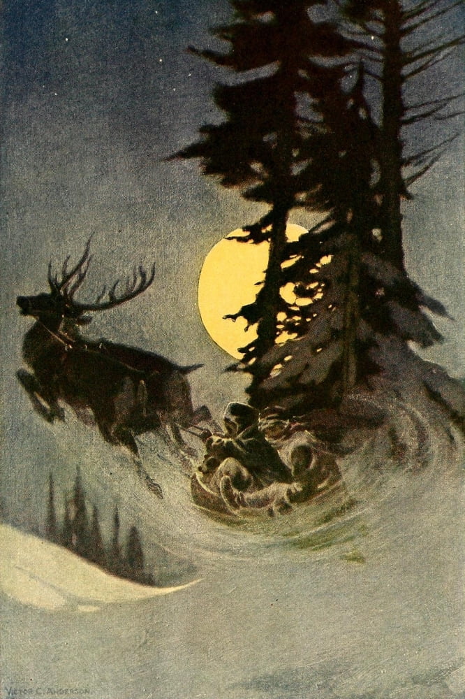 Tommy Trots Visit to Santa Claus Santa & Reindeer Canvas Art - Victor C Anderson (18 x 24)