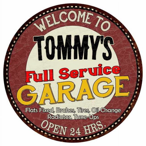 Tommy's Full Service Garage 14" Round Metal Sign Man Cave Decor 100140037235
