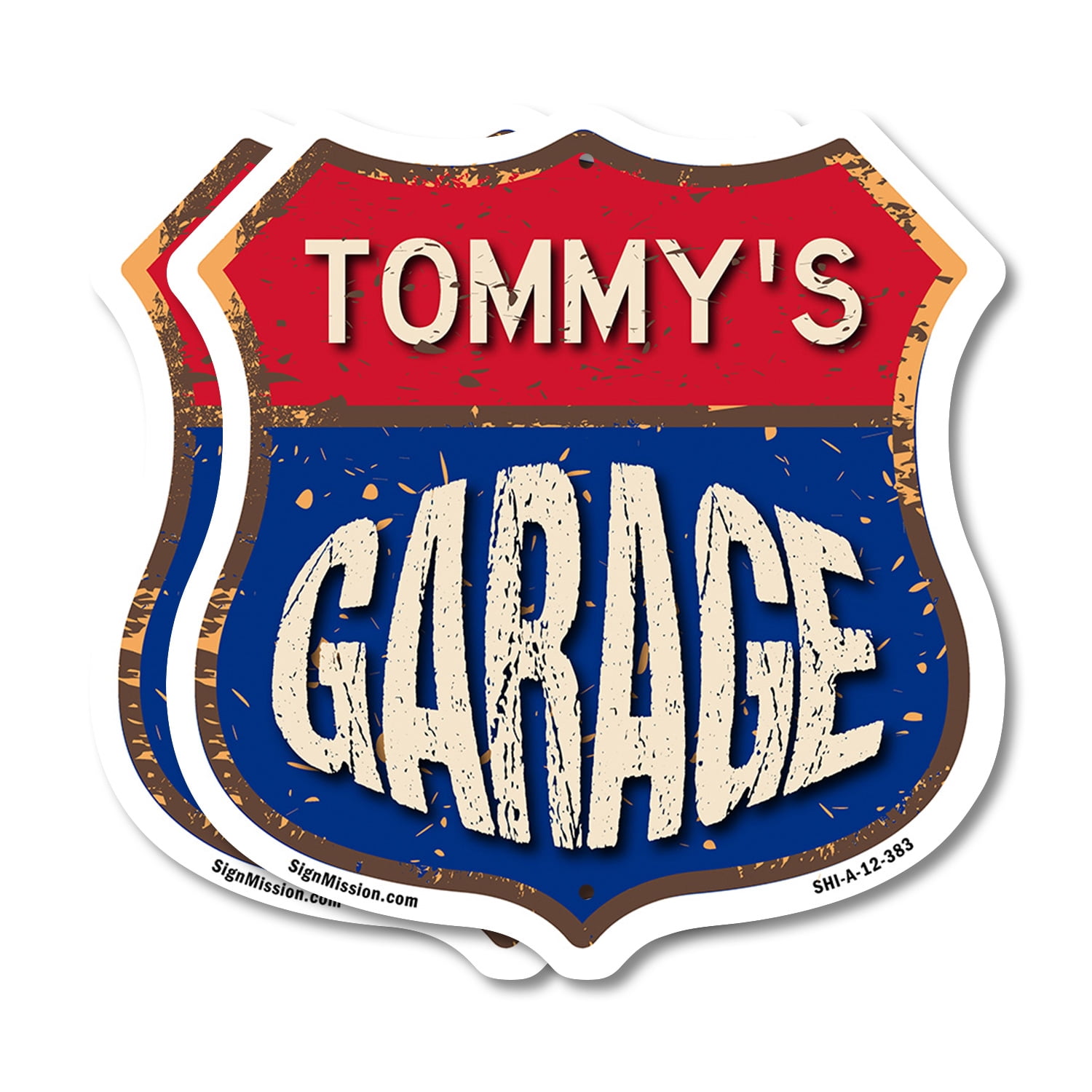 Tommy's Garage (2 Pack) 12 inch X 12 inch Shield-Shaped Rust-Free ...
