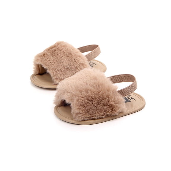 Tommyfit Baby Girl Fluffy Fur Soft Sole Crib Sandals Shoes