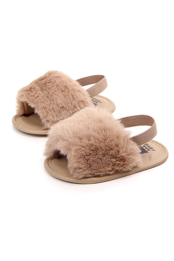 Tommyfit Baby Girl Fluffy Fur Soft Sole Crib Sandals Shoes