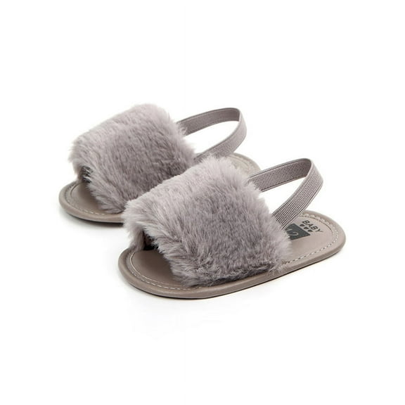 Tommyfit Baby Girl Fluffy Fur Soft Sole Crib Sandals Shoes