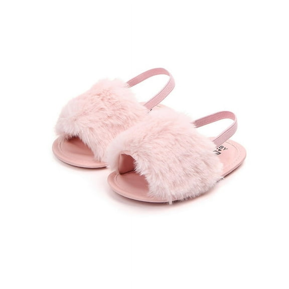 Tommyfit Baby Girl Fluffy Fur Soft Sole Crib Sandals Shoes