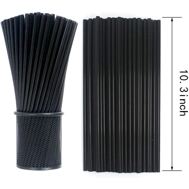 Tomnk 500pcs 10.3 Inches Drinking Straws Black Plastic Straws