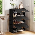thumbnail image 1 of Tomnk 6-Tier Shoe Rack with Dustproof Cover, Portable Nonwoven Fabric Shoe Storage Shelf for Closet, Hallway, Bedroom, Entryway, Black, 1 of 8
