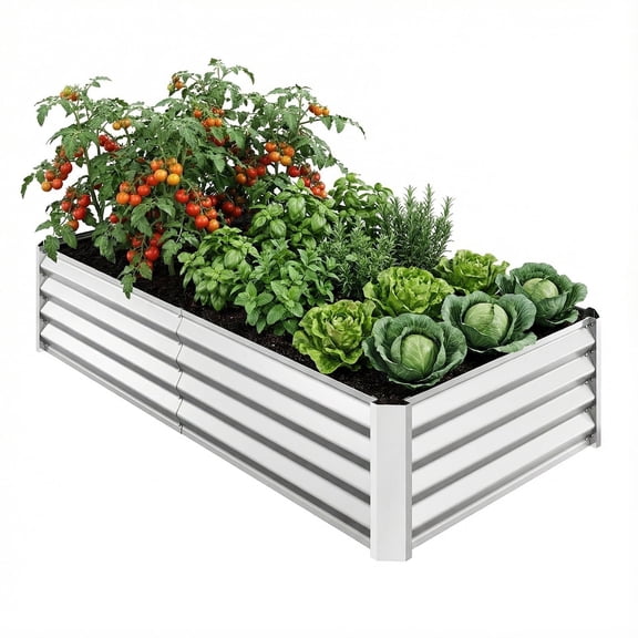 Tomnk Raised Garden Bed 4x2x1ft, Galvanized Metal Planter Outdoor for Vegetables, Flowers & Herbs, Rust-Resistant, Easy Assembly, Silver