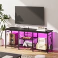 thumbnail image 1 of Tomnk TV Stand for 55 Inch TVs, Entertainment Center with Charging Station and Lights, Open Storage Shelves with Sound Rack, Media Console for Living Room and Bedroom, Black, 1 of 8