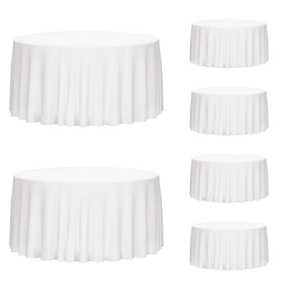 Tomnk woo 6-Pack 120 Inch White Round Tablecloth, Polyester Fabric Washable Table Covers for Wedding, Party, Banquet, Dining