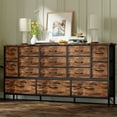thumbnail image 1 of Tomnk woo 63.3" TV Stand with 16 Drawers, Power Outlets, Fabric Dresser for Bedroom, Living Room, Rustic Brown, 1 of 6