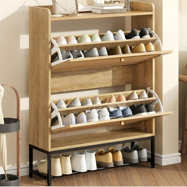 Tomnk woo Shoe Storage Cabinet with 2 Flip Drawers, Freestanding Shoe Organizer with Open shelf for Entryway